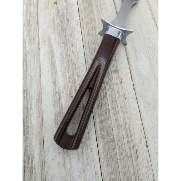 Vintage Stanhome 3 Prong Meat Fork Stainless Brown Handle - Picture 3 of 9